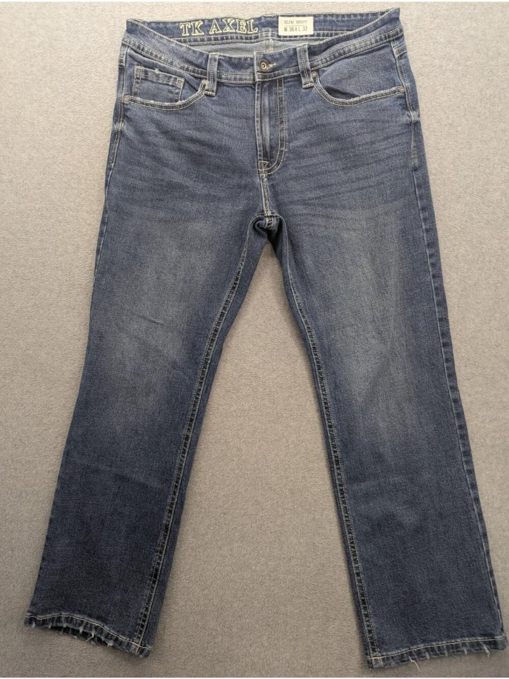 TK Axel Slim Boot Jeans Mens 36x32 Blue Medium Wash Stretch Denim AXMB0074